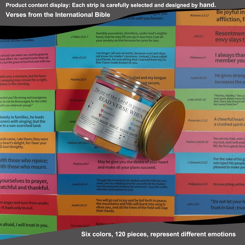 CODINOO Bible Verse Jar 120 PCS,Read Me When For Emotion,Birthday Christian Gifts For Women Men Kid Mom,Religious Gift,Prayer Jar, the Hope Jar,Baptisms,Bible Stuf,Bible Study Supplies,Bible Accessories - Image 5